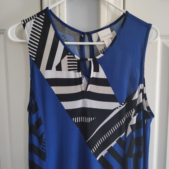 Chico's Graphic Design Stretch Maxi Dress Sx Chico's 2 (L) - Picture 2 of 10